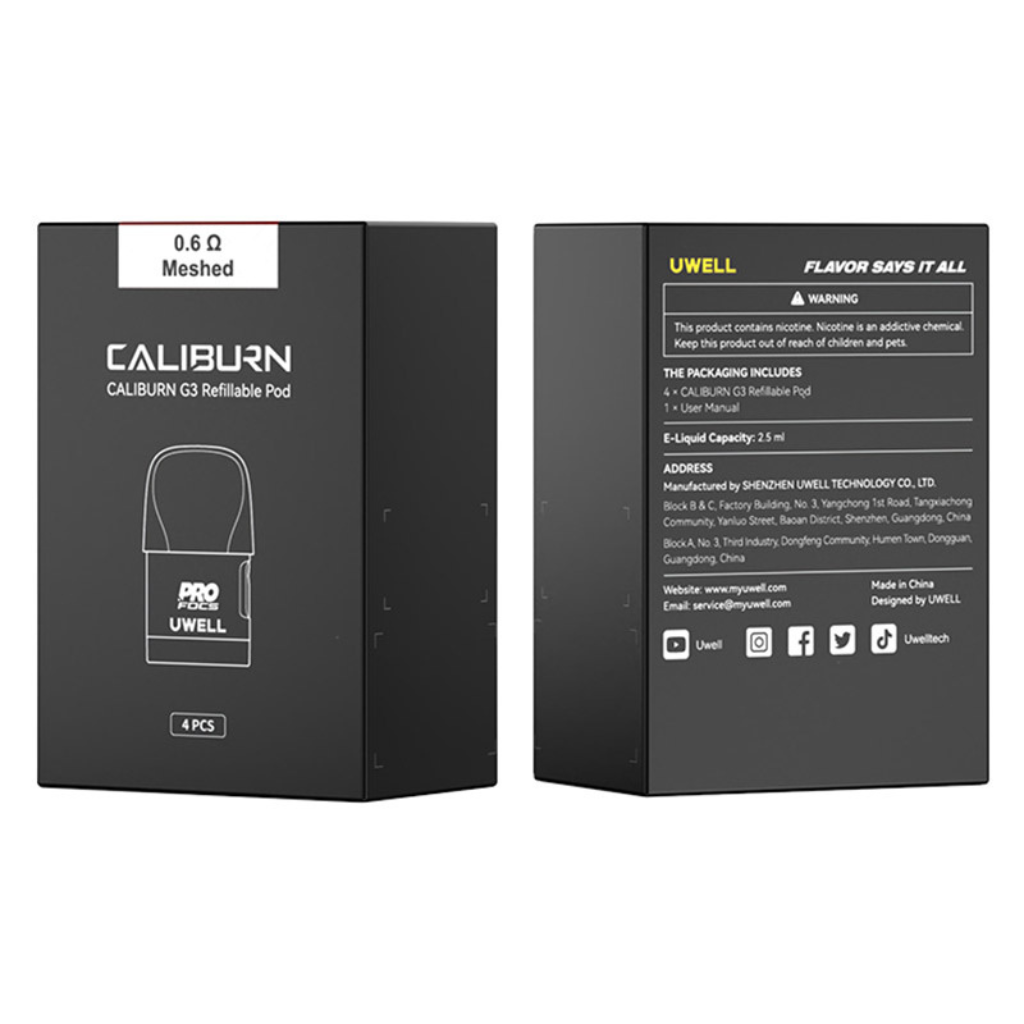 Uwell Caliburn G3 Pod Cartridge 2.5ml / 2ml (4pcs/pack)